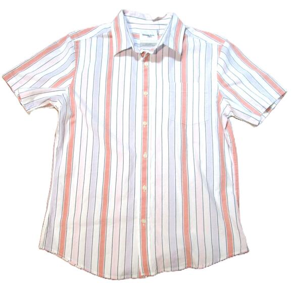 Goodlfellow Men's Striped Button-Up Shirt Size Medium Lavender Pink Orange White - Picture 1 of 6